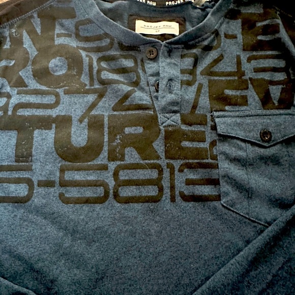 Projek Raw, Men’s long sleeve Hendley tee with button front, Sz S, - Picture 3 of 5